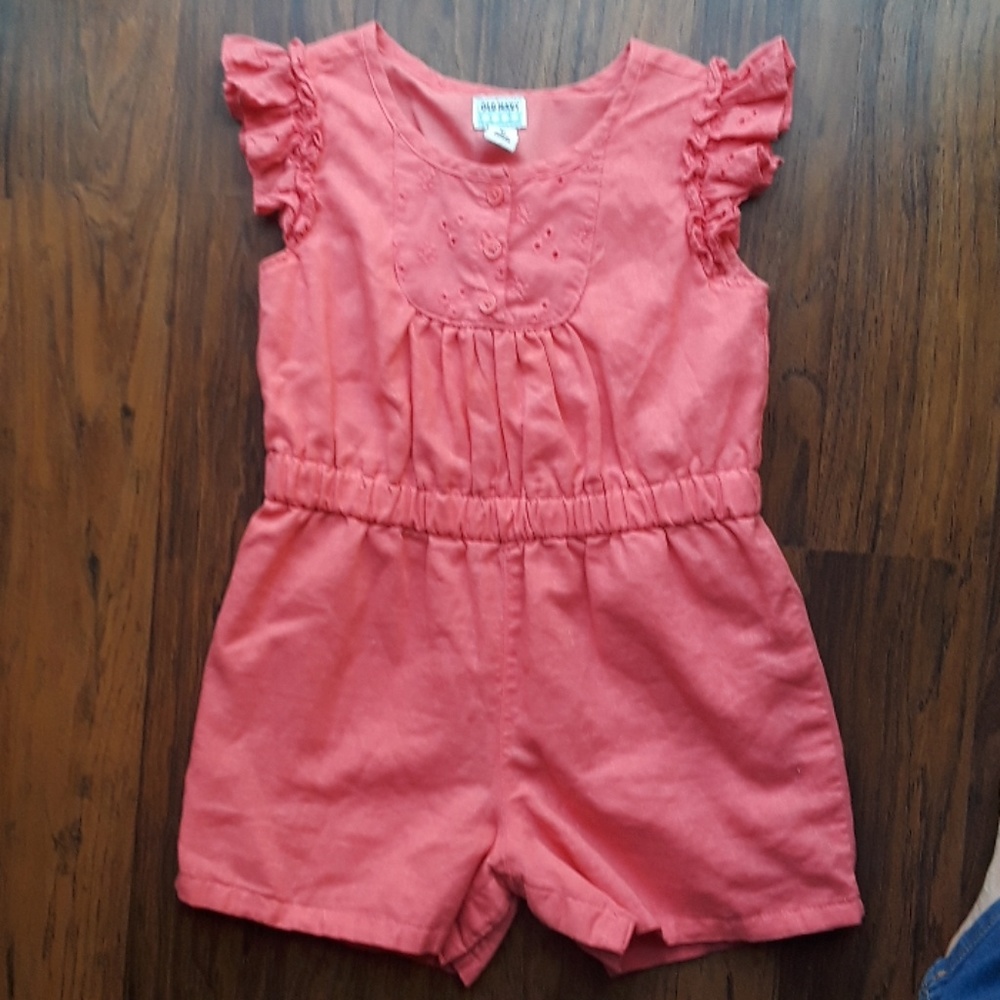 Old Navy 5T Linen Romper-Melon Color